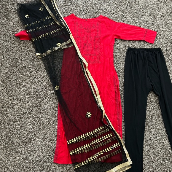 Indian 3 piece Salwar Kameez and Palazzo Suit with net dupattas. BUNDLE SET! - Picture 2 of 9